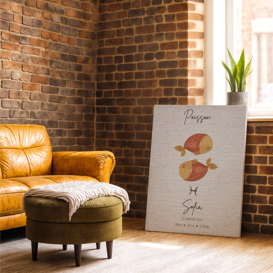 Pisces Zodiac Baby Print – Nursery Wall Art for Industrial-Style Living Room Decor