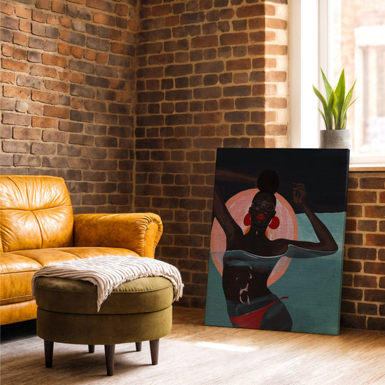Pop art female portrait canvas for industrial living room decor