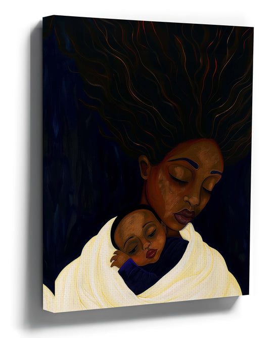 African mother and child maternity wall art for a modern bedroom or nursery