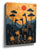 Minimalist giraffe wall art at an African sunset in warm, earthy tones