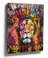 Crowned lion graffiti canvas – multicolor street art wall art