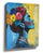 Canvas wall art portrait of a woman in profile with a blue and yellow rose flower crown