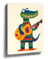Colorful crocodile playing guitar canvas wall art illustration