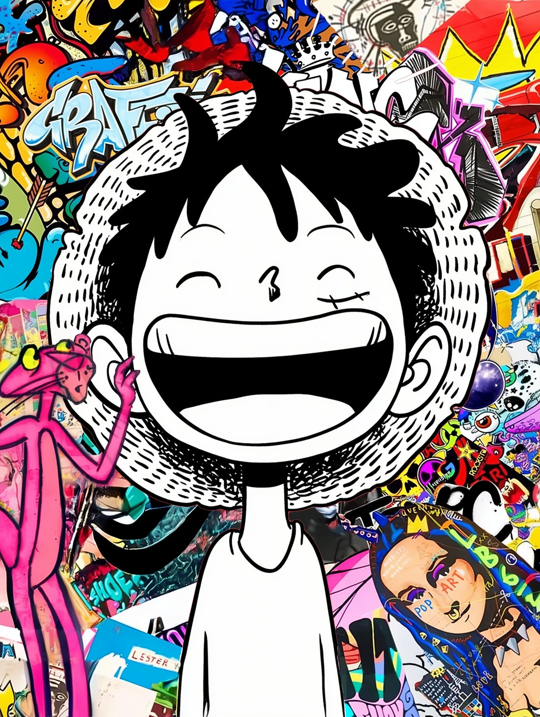Monkey D. Luffy One Piece Canvas Wall Art – Colorful Street Art