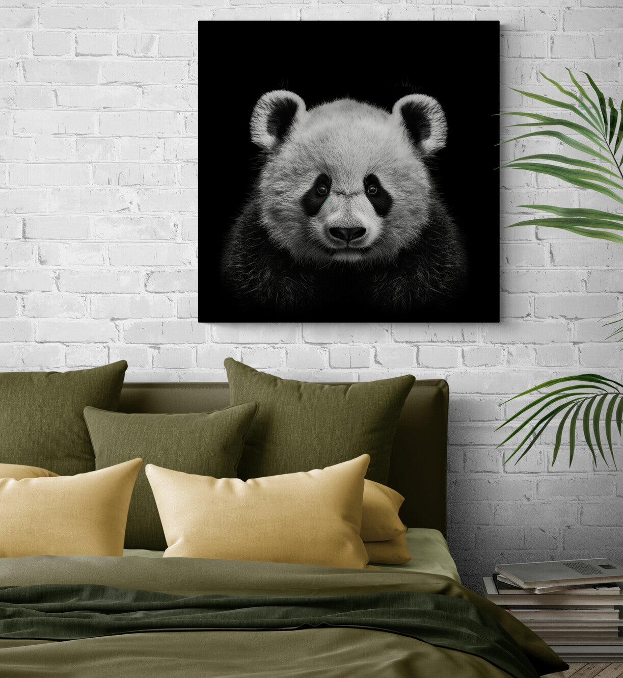ableau décoratif de panda offrant une évasion sereine dans une chambre adulte