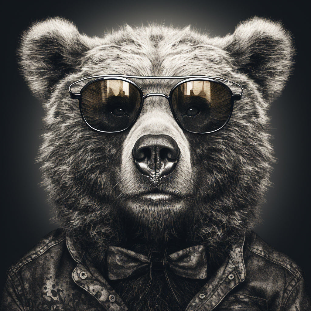 Original Bear with Glasses Wall Art - Chic & Funny