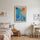 Poster abstrait bleu - Fluidité apaisante inspiration Matisse pour bureau — Décor sur-mesure (IA) — passe-partout blanc