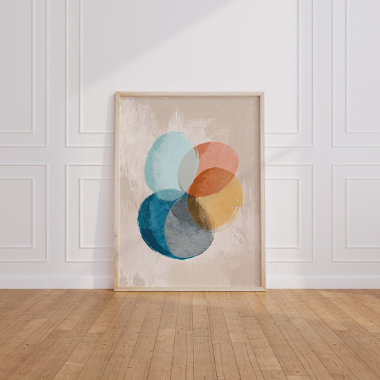 Poster abstrait cercles bleus - Douceur graphique qui apaise le regard — Vierge - living-room