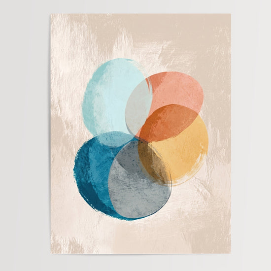 Poster abstrait cercles bleus - Douceur graphique qui apaise le regard — Vierge - poster-presentation-produit