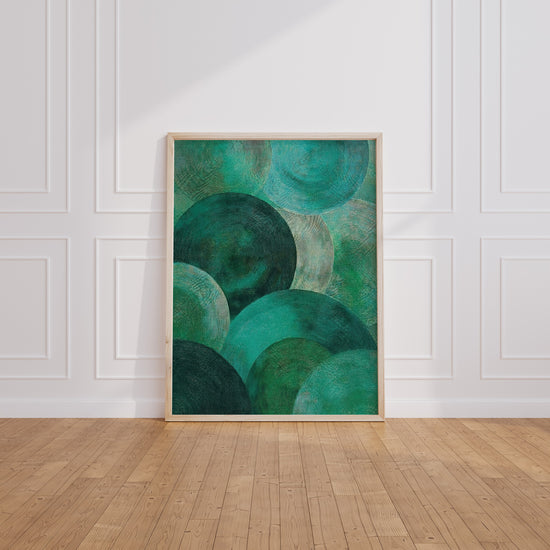 Poster abstrait cercles émeraude - Douceur aquatique qui apaise le regard — Vierge - living-room