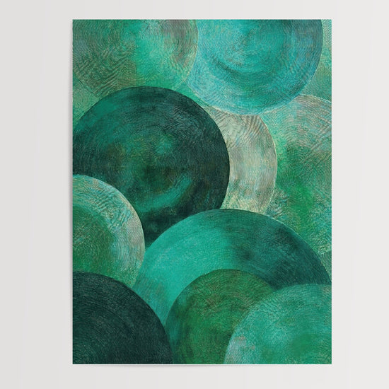 Poster abstrait cercles émeraude - Douceur aquatique qui apaise le regard — Vierge - poster-presentation-produit