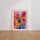 Poster abstrait géométrique - Danse de rose, jaune et bleu à la Kandinsky — Vierge - living-room — passe-partout blanc