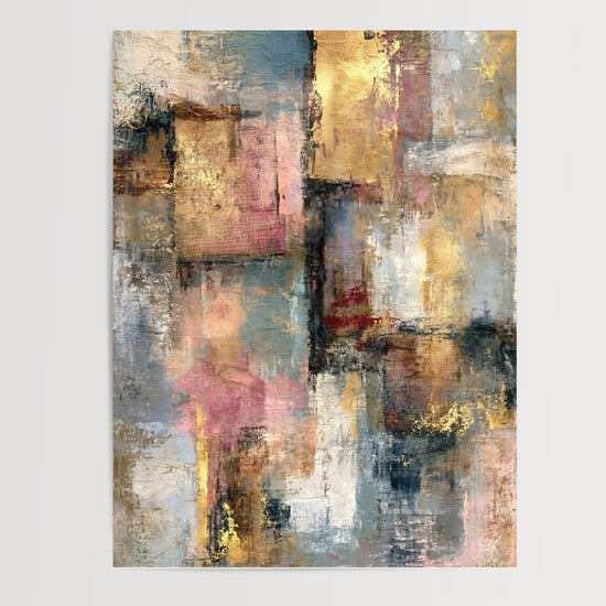 Poster abstrait moderne - Reflets dorés et brume rose au petit matin — Vierge - poster-presentation-produit