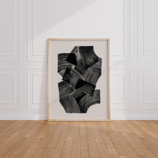 Poster abstrait noir et gris - Hommage à Soulages plein de calme — Vierge - living-room
