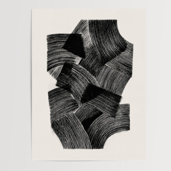 Poster abstrait noir et gris - Hommage à Soulages plein de calme — Vierge - poster-presentation-produit