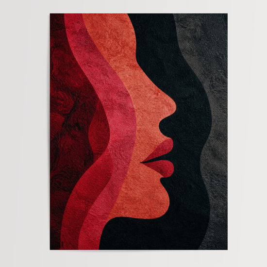 Poster abstrait rouge et noir - Formes organiques et chaleur enveloppante — Vierge - poster-presentation-produit