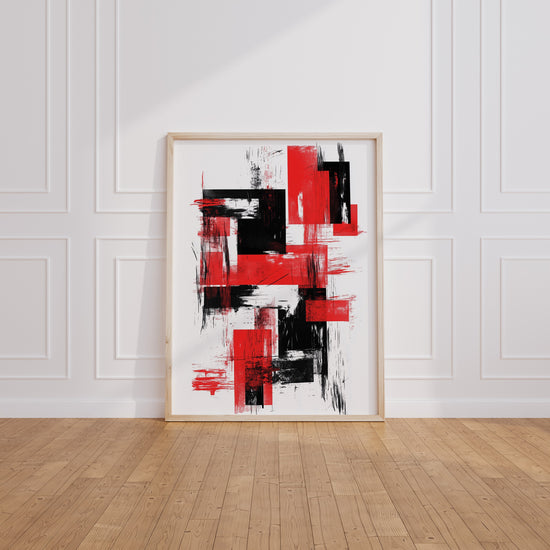 Poster Abstrait rouge et noir - Énergie graphique et moderne — Vierge - living-room