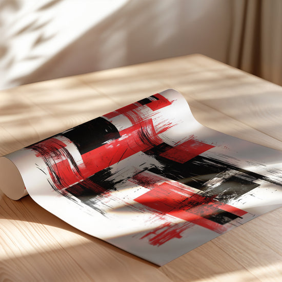 Poster Abstrait rouge et noir - Énergie graphique et moderne — Vierge - poster-enroullé
