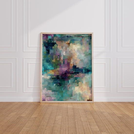 Poster abstrait turquoise et mauve - Douceur aquatique et lumineuse — Vierge - living-room