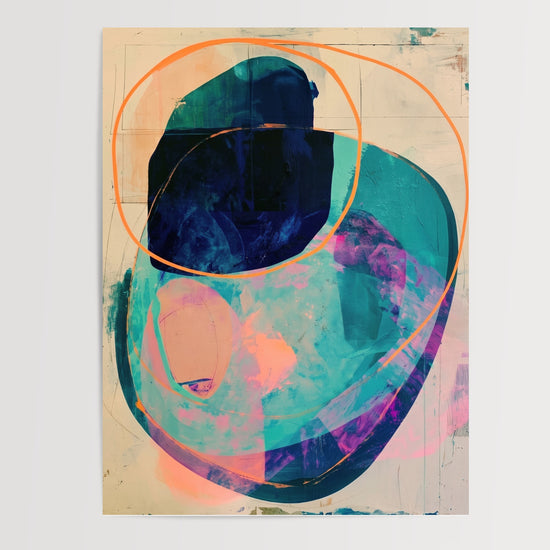 Poster & affiche Abstrait cercles orange et turquoise - Rythme vivant et douceur — Vierge - poster-presentation-produit