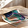 Poster & affiche Abstrait cercles orange et turquoise - Rythme vivant et douceur — Vierge - poster-enroullé — passe-partout blanc