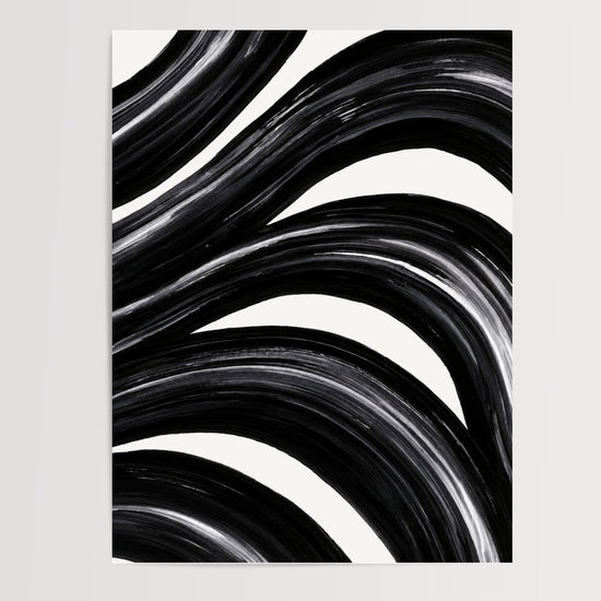 Poster & affiche Abstrait noir et blanc - Ondulations fluides et élégance intemporelle — Vierge - poster-presentation-produit