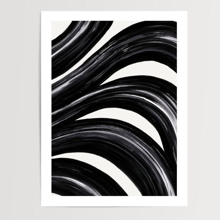 Poster & affiche Abstrait noir et blanc - Ondulations fluides et élégance intemporelle — Vierge - poster-presentation-produit — passe-partout blanc