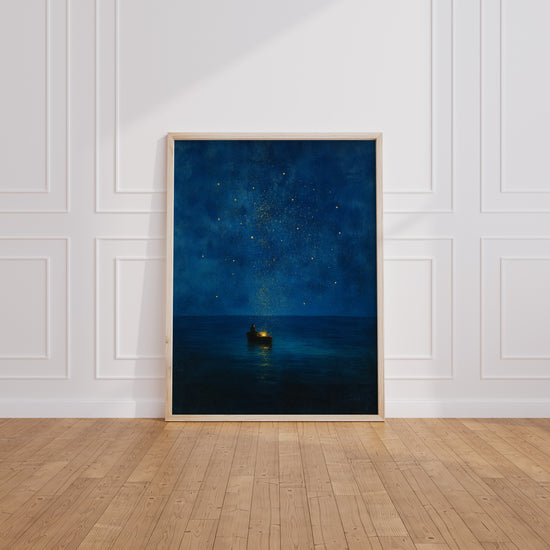 Poster & affiche Barque étoilée - Clarté dorée et douceur nocturne — Vierge - living-room