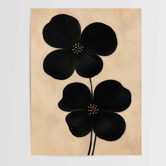 Poster & Affiche Fleurs noires minimalistes - Raffinement japonais sur beige — Vierge - poster-presentation-produit