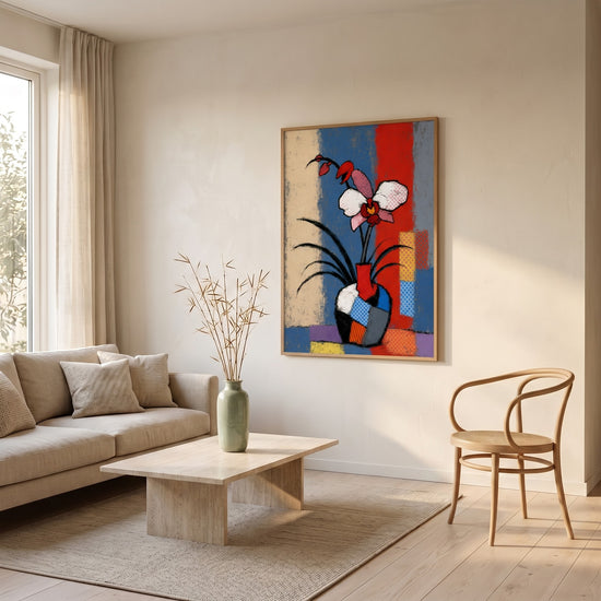 Poster & affiche Orchidée pop art - Énergie graphique et audace florale — Décor sur-mesure (IA)