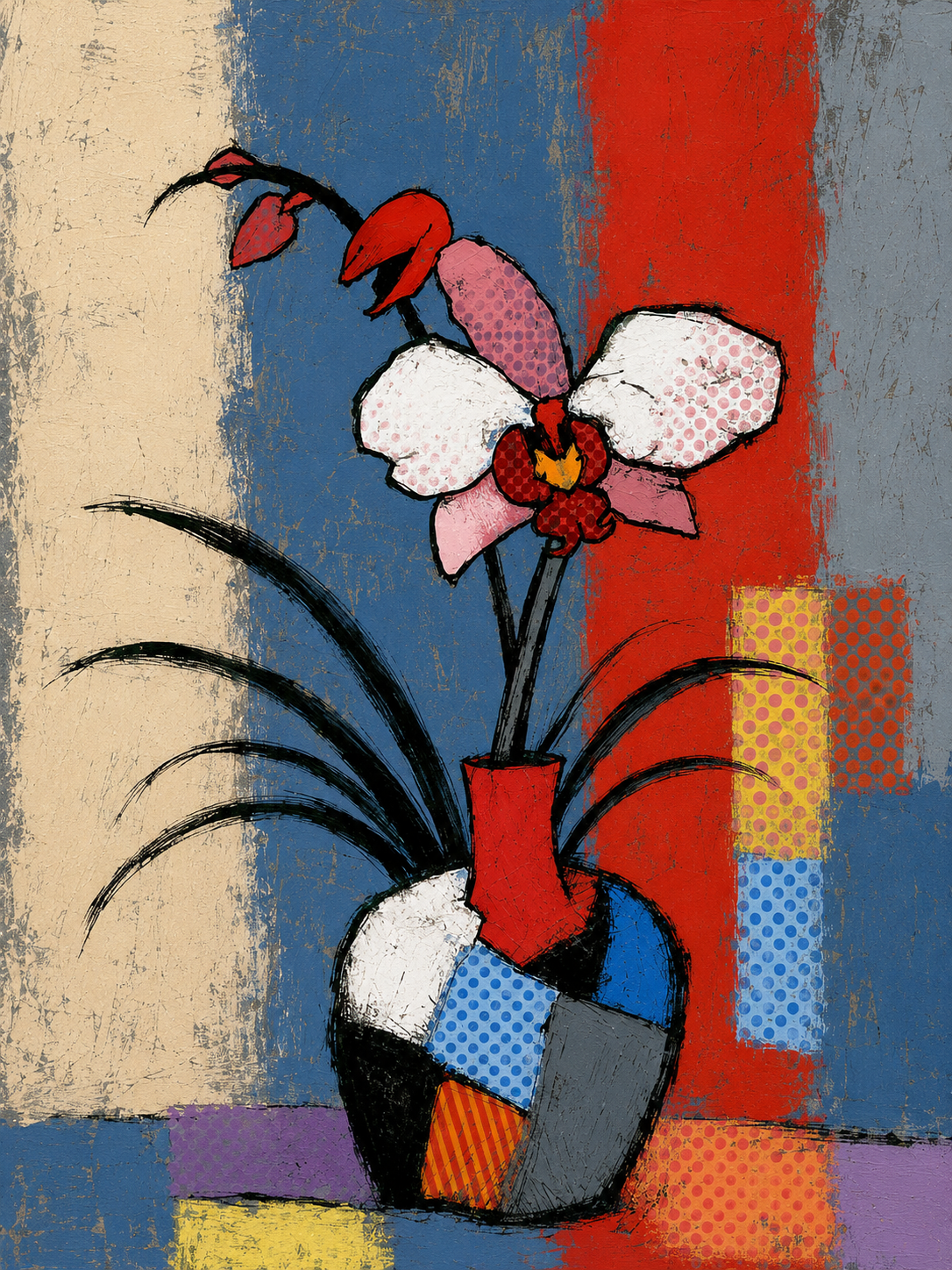 Poster & affiche Orchidée pop art - Énergie graphique et audace florale
