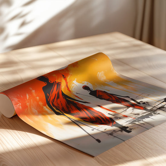 Poster Africain - Marche au soleil levant, chaleur et lumière — Vierge - poster-enroullé