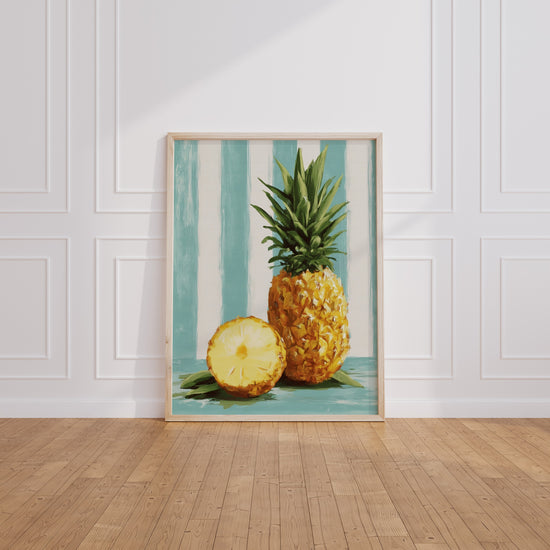 Poster Ananas doré - Un air de vacances rétro et ensoleillé — Vierge - living-room