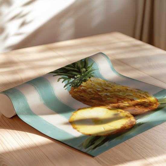Poster Ananas doré - Un air de vacances rétro et ensoleillé — Vierge - poster-enroullé