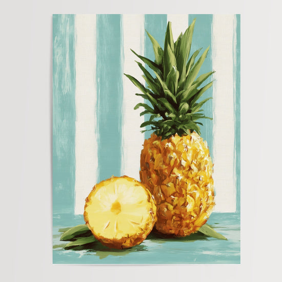 Poster Ananas doré - Un air de vacances rétro et ensoleillé — Vierge - poster-presentation-produit