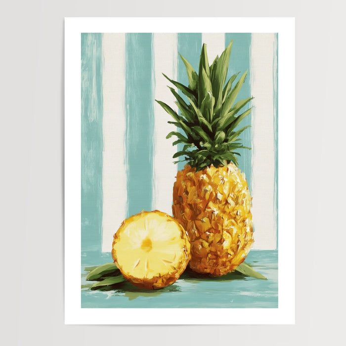 Poster Ananas doré - Un air de vacances rétro et ensoleillé — Vierge - poster-presentation-produit — passe-partout blanc