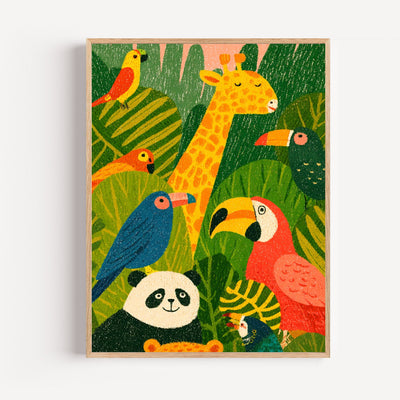 Poster Animaux exotiques - Une jungle joyeuse pour la chambre des petits