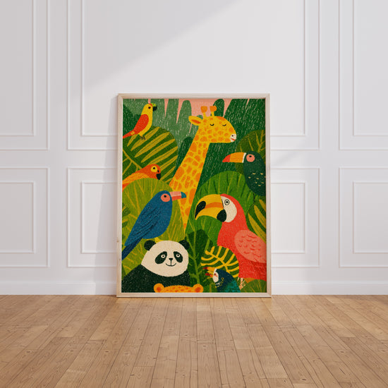 Poster Animaux exotiques - Une jungle joyeuse pour la chambre des petits — Vierge - living-room