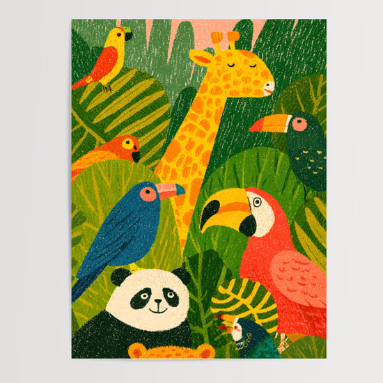 Poster Animaux exotiques - Une jungle joyeuse pour la chambre des petits — Vierge - poster-presentation-produit