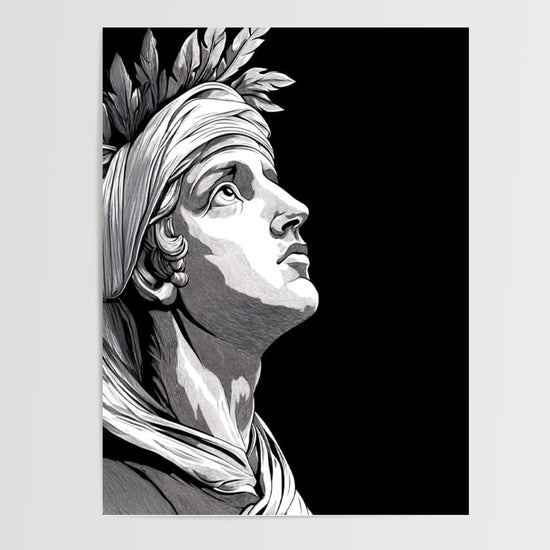 Poster Apollon - Portrait sculpté en noir et blanc — Vierge - poster-presentation-produit