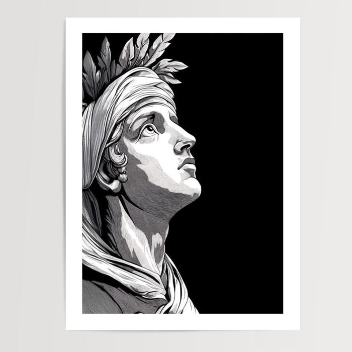 Poster Apollon - Portrait sculpté en noir et blanc — Vierge - poster-presentation-produit — passe-partout blanc