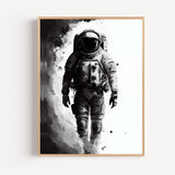 Poster Astronaute - Silhouette énigmatique en noir et blanc