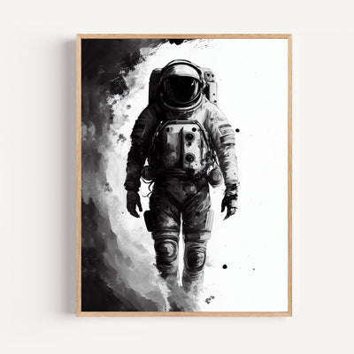 Poster Astronaute - Silhouette énigmatique en noir et blanc