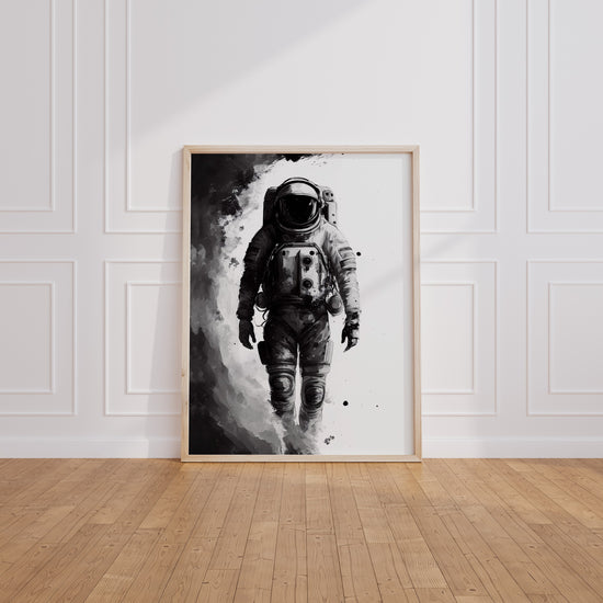 Poster Astronaute - Silhouette énigmatique en noir et blanc — Vierge - living-room