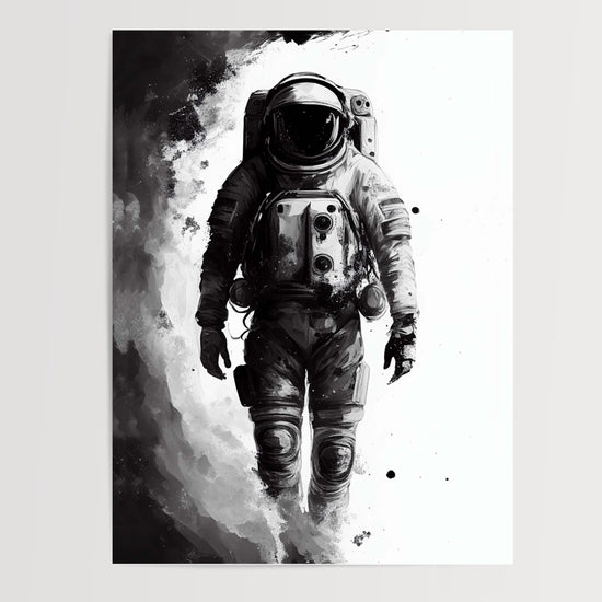 Poster Astronaute - Silhouette énigmatique en noir et blanc — Vierge - poster-presentation-produit