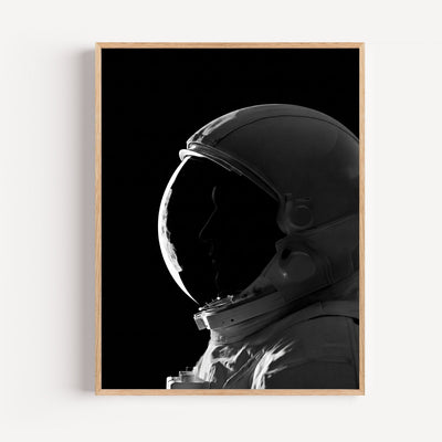 Poster Astronaute - Solitude contemplative en noir et blanc