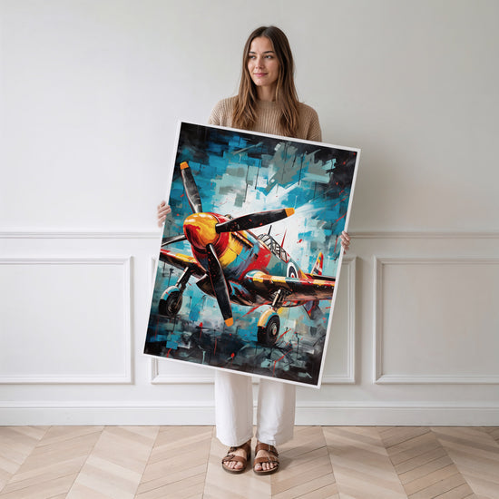 Poster Avion de chasse Spitfire - Souffle héroïque de l'aviation — Vierge - poster-femme-debout