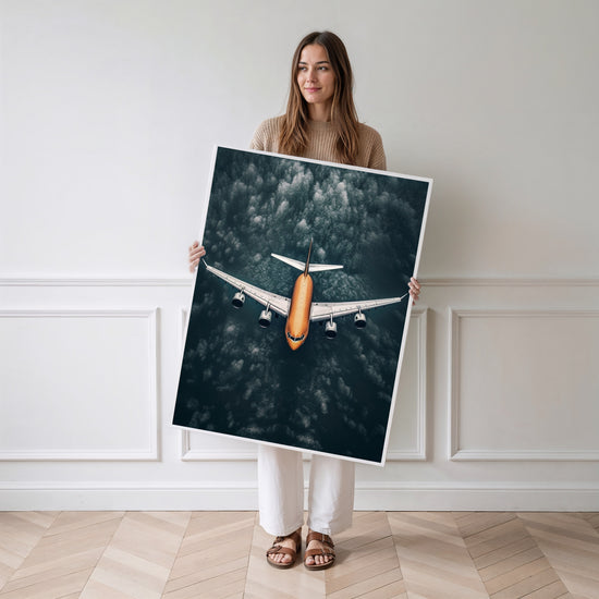 Poster Avion - Envol paisible au-dessus d'une mer de nuages — Vierge - poster-femme-debout