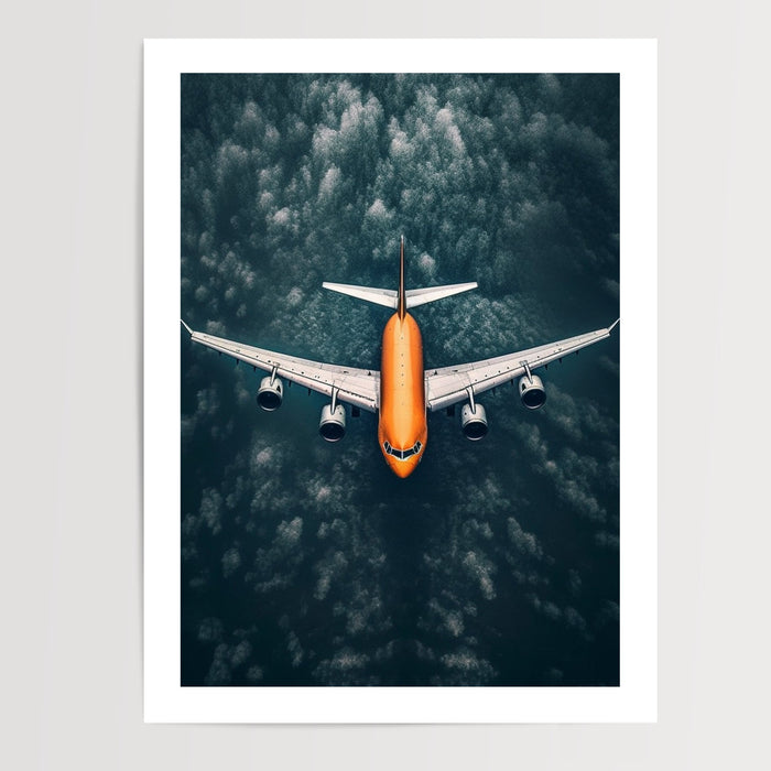 Poster Avion - Envol paisible au-dessus d'une mer de nuages — Vierge - poster-presentation-produit — passe-partout blanc