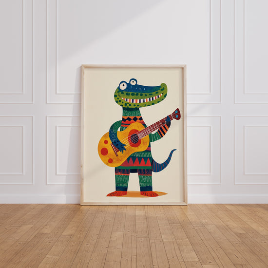 Poster Bébé Crocodile - Un joyeux concert de guitare — Vierge - living-room